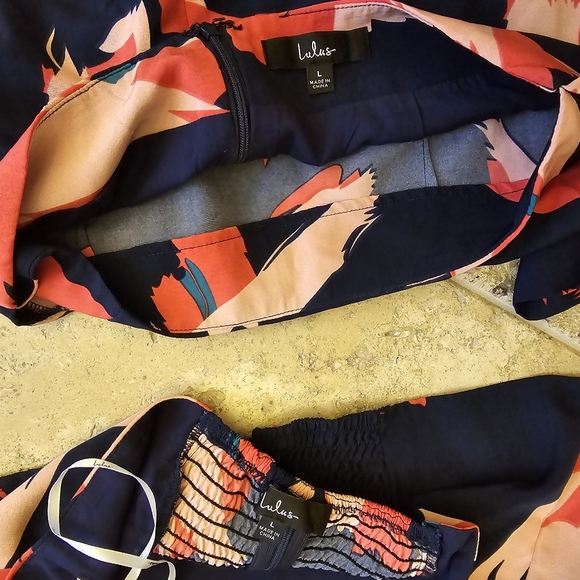 Lulus Atristic Impulsive Navy Blue Abstract Print two-piece Mini Dress - Large - Picture 4 of 5